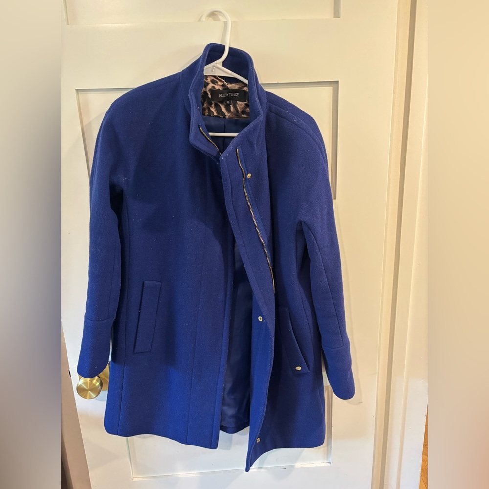 Ellen Tracy electric blue wool coat